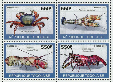 Sea Animals Stamp Cardisoma Armatum Brachycarpus Biunguiculatus S/S MNH