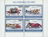 Sea Animals Stamp Cardisoma Armatum Brachycarpus Biunguiculatus S/S MNH