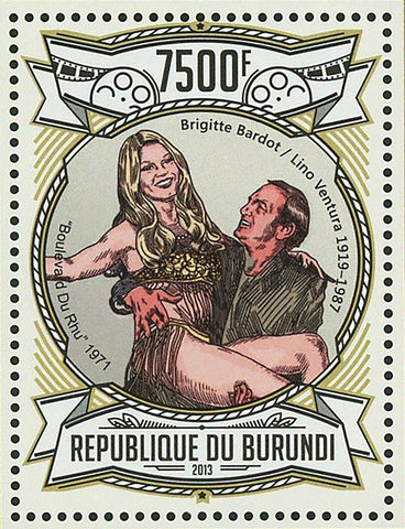Brigitte Bardot Stamp Lino Ventura French Actress S/S MNH #3012 / Bl.326