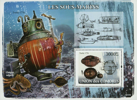 Submarines Stamp Turtle 1776 Octopus Vulgaris Marine Fauna S/S MNH #1923 /Bl.445