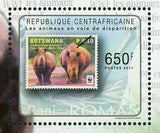 Endangered Animals Stamp WWF Panda Rhino Stamp on a Stamp S/S MNH #3083-3086