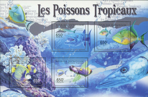 Tropical Fish Stamp Sphyraena Barracuda Naso Elegans S/S MNH #2998-3001