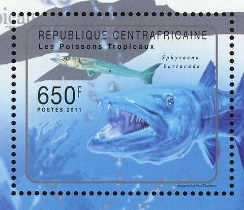 Tropical Fish Stamp Sphyraena Barracuda Naso Elegans S/S MNH #2998-3001