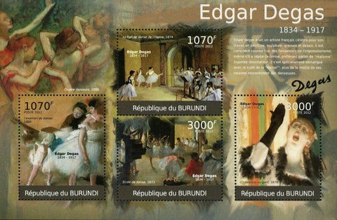 Paintings of Edgar Degas Stamp Ecole De Danse S/S MNH #2347-2350