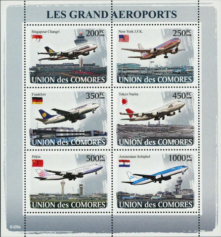 Top Airports Stamp Singapore Shangri Frankfort Tokyo Narita S/S MNH #1937-1942