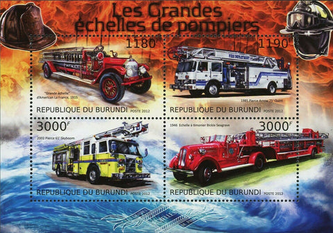 Fire Engines Stamp Firefighter Pierce 61 Skyboom Arrow S/S MNH #2898-2901