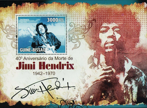 Jimi Hendrix Stamp Music Legend Rock Pop Guitarist S/S MNH #4707 / Bl.786