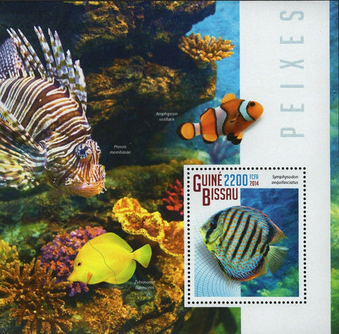 Fish Stamp Pterois Mombasae Amphiprion Ocellaris S/S MNH #7478 / Bl.1305