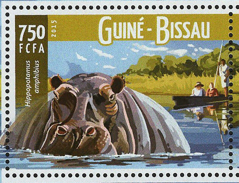 Hippopotamus Stamp Hippo Amphibious Ardea Cinerea S/S MNH #8264-8267