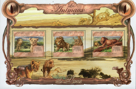 Lions Stamp Panthera Leo Wild Animal Souvenir Sheet MNH #9841-9843