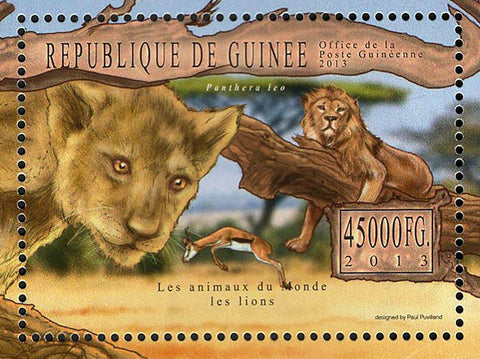 Lions Stamp Panthera Leo Gazella Wild Animal S/S MNH #9844 / Bl.2235