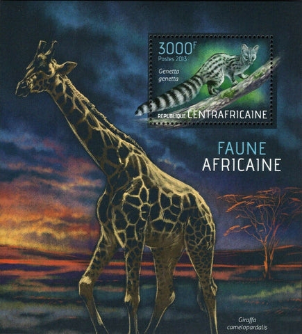 African Fauna Stamp Giraffa Camelopardalis Genetta S/S MNH #4449 / Bl.1102