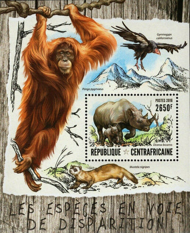 Endangered Species Stamp Pongo Pygmaeus Mustela Nigripes S/S MNH #6284 / Bl.1478