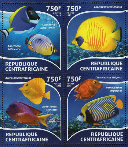 Tropical Fishes Chaetodon Trifasciatus Zebrasoma Flavescens S/S MNH #5355-5358