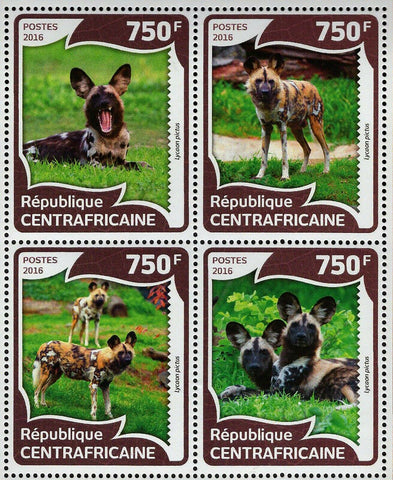 African Wild Dog Stamp Lycaon Pictus Souvenir Sheet MNH #6010-6013