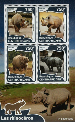 Rhinoceros Stamp Diceros Bicornis Rhinoceros Unicornis S/S MNH #5970-5975