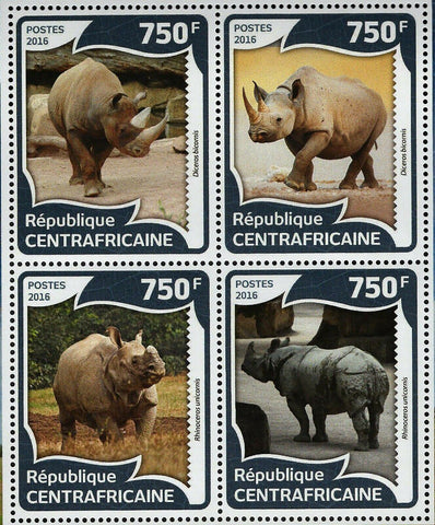 Rhinoceros Stamp Diceros Bicornis Rhinoceros Unicornis S/S MNH #5970-5975