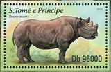 Rhinos Stamp Diceros Bicornis Rhinoceros Wild Animal MNH #5146 / Bl.885