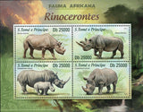 Rhinos Stamp Diceros Bicornis Rhinoceros Wild Animal MNH #5124-5127