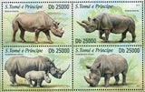 Rhinos Stamp Diceros Bicornis Rhinoceros Wild Animal MNH #5124-5127