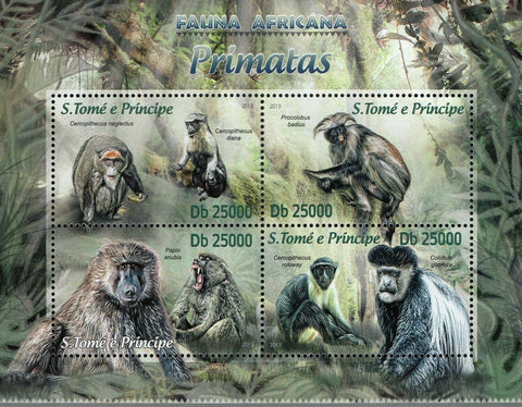 Primates Stamp Papio Anubis Cercopithecus Neglectus S/S MNH #5140-5143