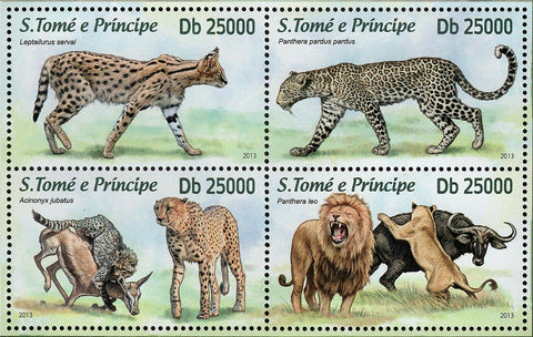 African Big Wild Cats Stamp Leptailurus Serval Panthera Leo S/S MNH #5132-5135