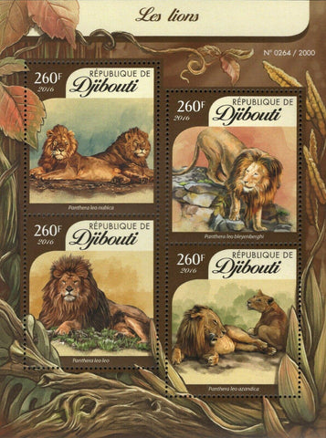 Lions Stamp Panthera Leo Nubica Azandica Souvenir Sheet MNH #899-902