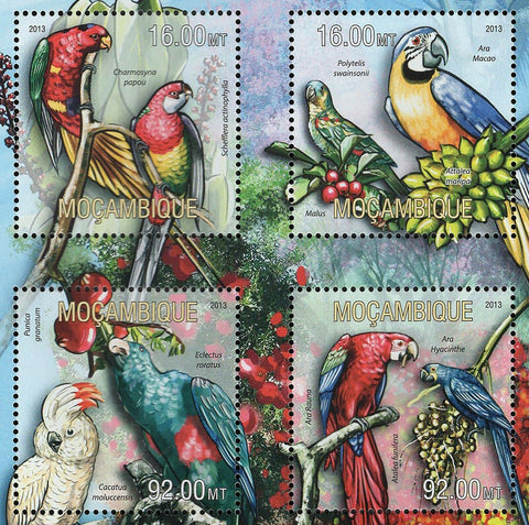 Parrots Stamp Punica Granatum Eclectus Roratus S/S MNH #6687-6690