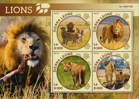 Lions Stamp Panthera Leo Wild Animal Souvenir Sheet MNH #6903-6906