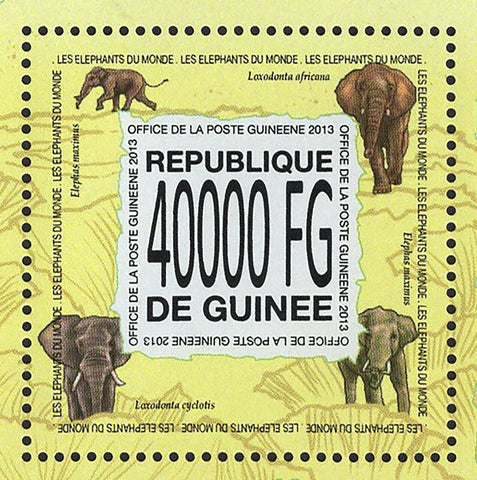 Elephants Stamp Loxodonta Africana Loxodonta Cyclotis S/S MNH #10100 / Bl.2301