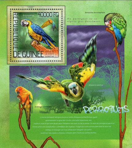 Parrots Stamp Ara Ararauna Aratinga Solstitialis S/S MNH #10358 / Bl.2364