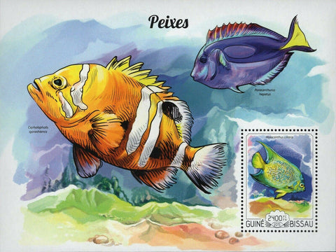 Fish Stamp Holacanthus Ciliaris Paracanthurus Hepatus S/S MNH #7724 / Bl.1343