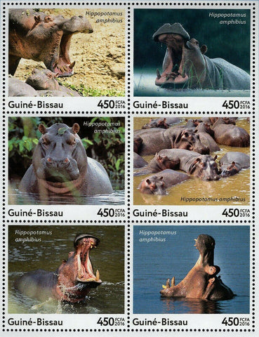 Hippopotamus Stamp Hippo Amphibious Souvenir Sheet MNH #8705-8710