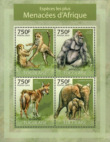 Most Endangered Species in Africa Stamp Acinonyx Jubatus S/S MNH #4911-4914