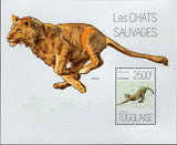 Wild Cats Stamp Panthera Leo Acinonyx Jubatus S/S MNH #5205 / Bl.860