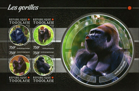 Gorillas Stamp Gorilla Beringei Wild Animal S/S MNH #6739-6742