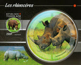 Rhinoceros Stamp Diceros Bicornis Ceratotherium S/S MNH #6718 / Bl.1159