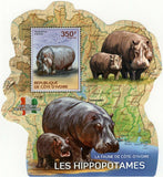 Hippopotamus Stamp Hippopotamus Amphibius Hippo S/S MNH #1605