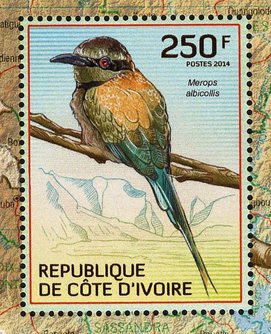 Bee-eaters Stamp Birds Merops Albicollis Souvenir Sheet MNH #1559