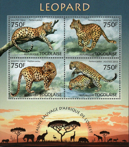 Leopards Stamp Panthera Pardus Wild Animal Souvenir Sheet MNH #4866-4869