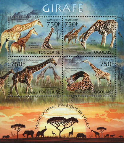 Giraffe Stamp Giraffa Camelopardalis Peralta Rothschildi S/S MNH #4831-4834