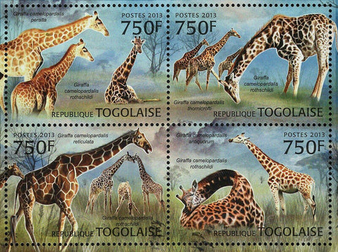 Giraffe Stamp Giraffa Camelopardalis Peralta Rothschildi S/S MNH #4831-4834
