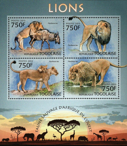 Lions Stamp Panthera Leo Wild Animal Souvenir Sheet MNH #4861-4864