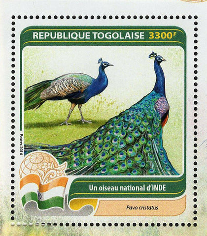 National Animal of India Stamp Panthera Tigris Pavo Cristatus S/S MNH #7653