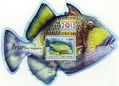 Fish Stamp Balistoides Viridescens Choerodon Schoenleinii S/S MNH #6195 / Bl.109