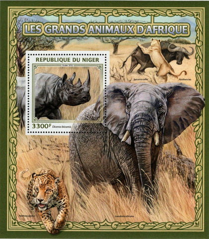 Big African Animals Diceros Bicornis Panthera Pardus S/S MNH #4566 / Bl.617