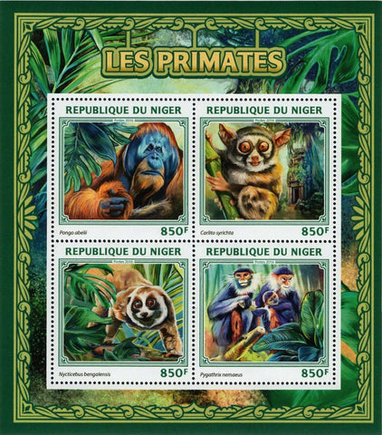 Primates Stamp Pongo Abelii Carlito Syrichta S/S MNH #4587-4590