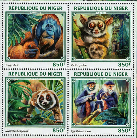 Primates Stamp Pongo Abelii Carlito Syrichta S/S MNH #4587-4590