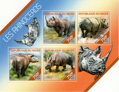 Rhinoceros Stamp Diceros Bicornis Rhinoceros Sondaicus S/S MNH #2825-2828