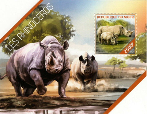 Rhinoceros Stamp Diceros Bicornis Rhinoceros Sondaicus S/S MNH #2829 / Bl.307